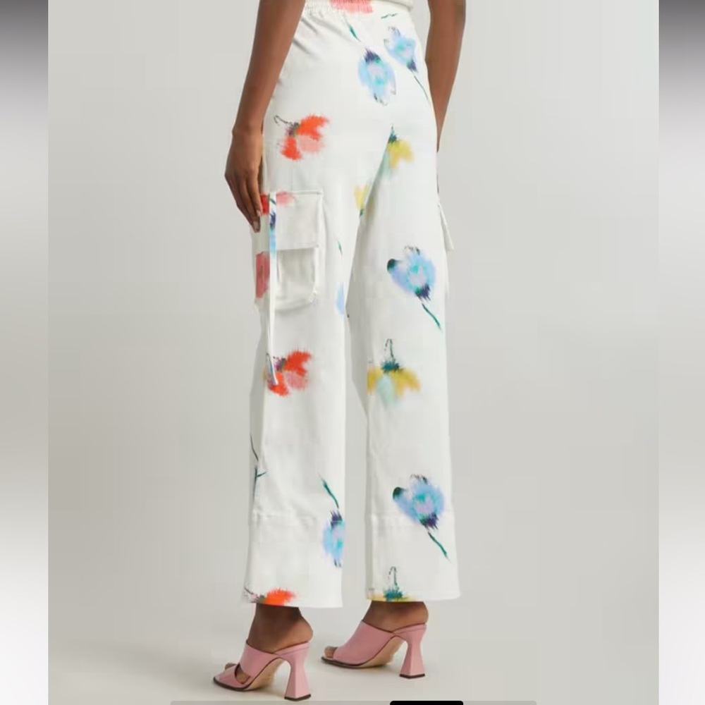 Sleeper Floral Cotton Wide Leg Cargo Trousers Elastic Waist Pants - Picture 5 of 12